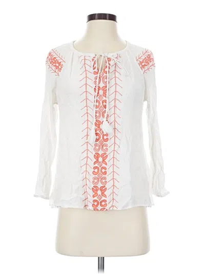 Pre-owned Hem & Thread Long Sleeve Blouse In White