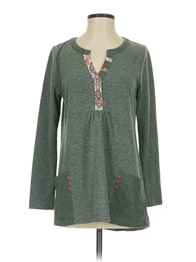 Pre-owned Hem & Thread Long Sleeve Henley Shirt In Green