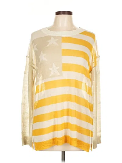 Pre-owned Hem & Thread Long Sleeve Top Gold Boatneck Tops