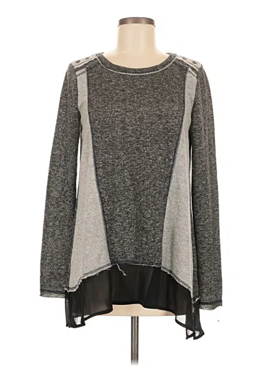 Pre-owned Hem & Thread Long Sleeve Top Gray Crew Neck Tops