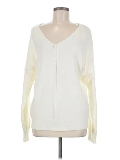 Pre-owned Hem & Thread Long Sleeve Top Ivory V-neck Tops