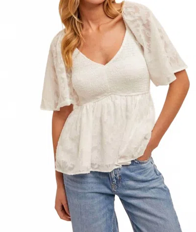 Hem & Thread Lucille Peplum Top In White