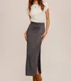 Hem & Thread Lurex Jersey Slit Hem Maxi Skirt In Navy In Gray
