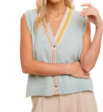Hem & Thread Mal Soft Sweater Vest In Blue