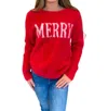 Hem & Thread Merry Fuzzy Eyelash Sweater In Red In Red