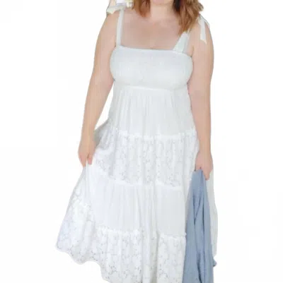 Hem & Thread Miss Daisy Midi Dress In White