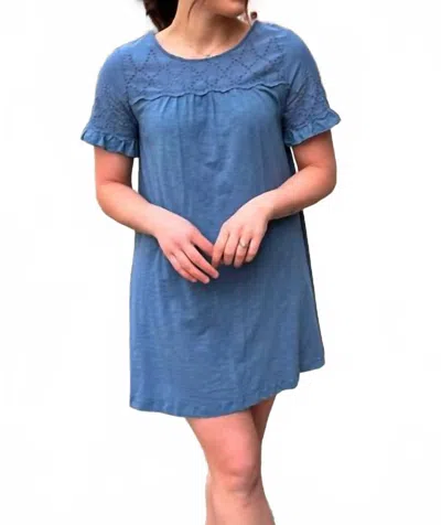 Hem & Thread Nashua Eyelet Mini Dress In Blue