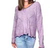 Hem & Thread Oakley Sweater Pullover In Grape In Pink