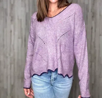 Hem & Thread Oakley Sweater Pullover In Grape In Yellow