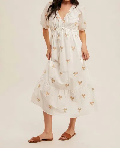 Hem & Thread Palm Tree Dress In Tan