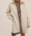 Hem & Thread Plaid Contrast Long Shacket In Ecru In Neutral