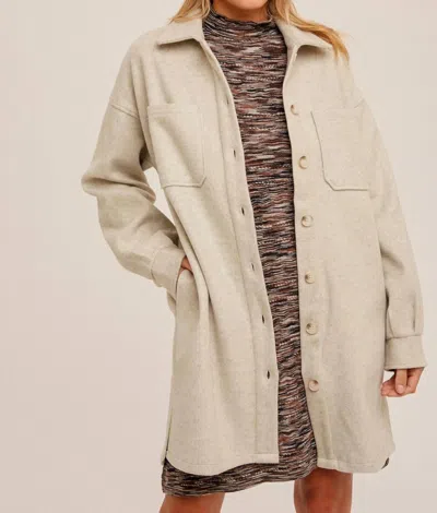 Hem & Thread Plaid Contrast Long Shacket In Ecru In Neutral