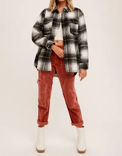 Hem & Thread Plaid Oversized Shacket In Black Multi