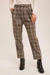 Hem & Thread Plaid Trousers With Pockets In Brown In Brown
