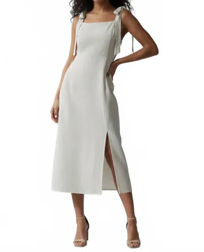 Hem & Thread Presley Tie Strap Slit Hem Midi Dress In Oatmeal In Gray