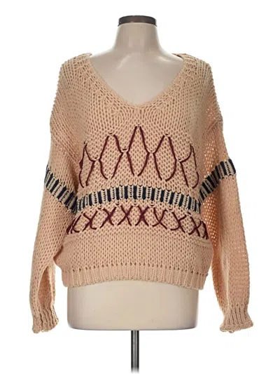 Pre-owned Hem & Thread Pullover Sweater In Tan