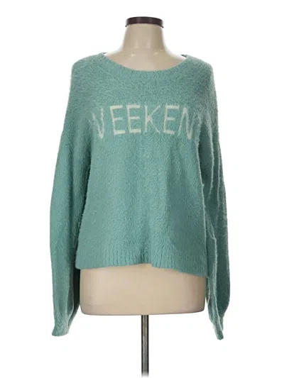 Pre-owned Hem & Thread Pullover Sweater In Teal