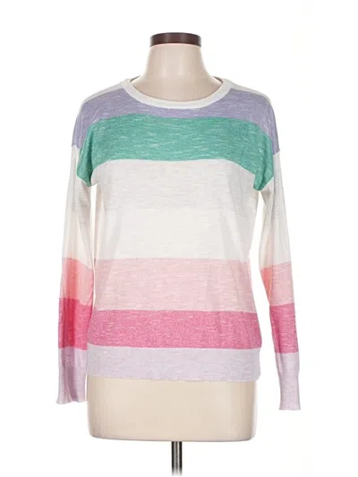 Pre-owned Hem & Thread Pullover Sweater In White