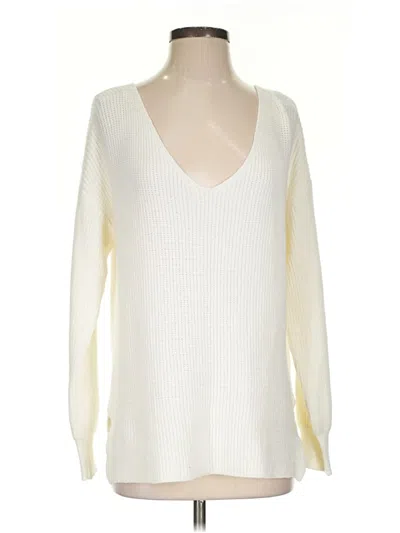 Pre-owned Hem & Thread Pullover Sweater In White