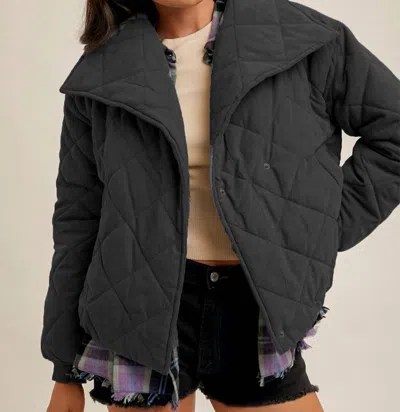 Hem & Thread Quilted Jumper In Washed Black