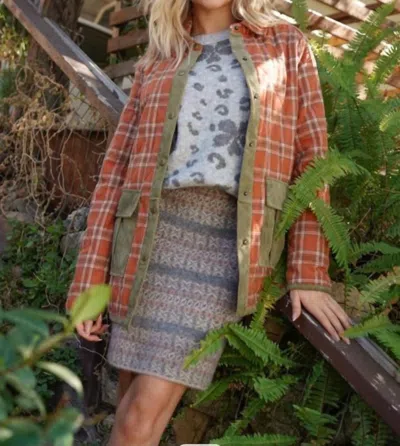 Hem & Thread Quilted Plaid Jacket In Rust