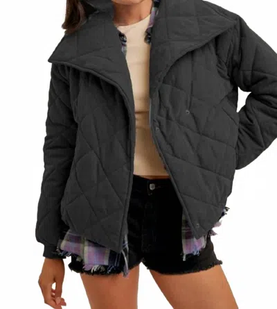 Hem & Thread Quilted Puff Jacket In Black