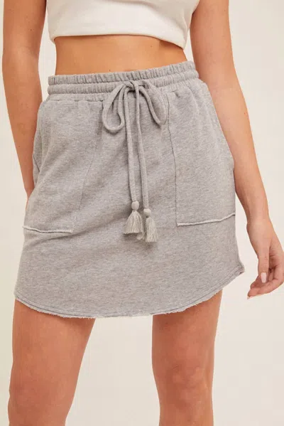 Hem & Thread Raw Hem Sweatshirt Skirt In Heather Gray In Multi