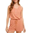 Hem & Thread Relaxed Rib Sleeveless Romper In Terracotta In Brown