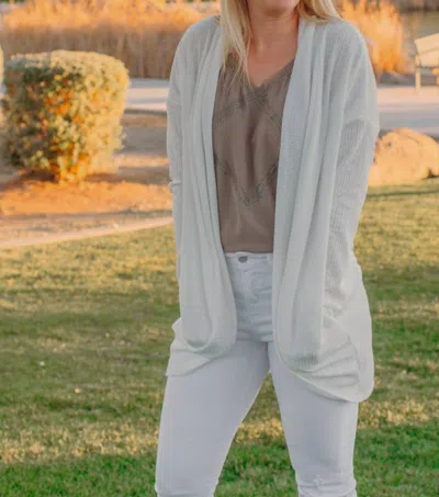 Hem & Thread Ribbed Cardigan In Off White