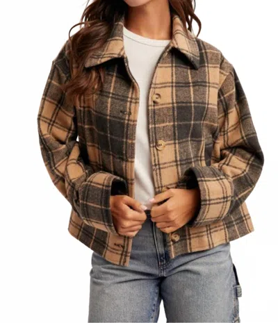 Hem & Thread Sammie Plaid Jacket In Mocha In Multi