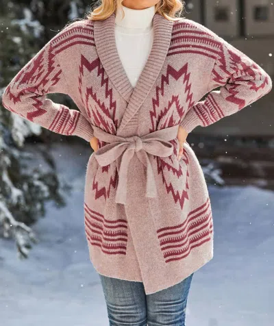 Hem & Thread Shawl Collar Cardigan In Rust