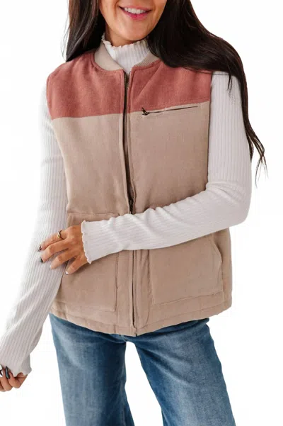 Hem & Thread Shiloh Corduroy Vest In Taupe In Neutral
