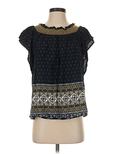 Hem & Thread Short Sleeve Blouse In Black