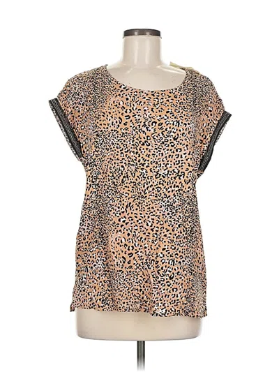 Pre-owned Hem & Thread Short Sleeve Blouse In Brown