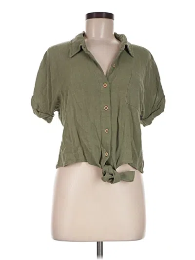 Pre-owned Hem & Thread Short Sleeve Blouse In Green