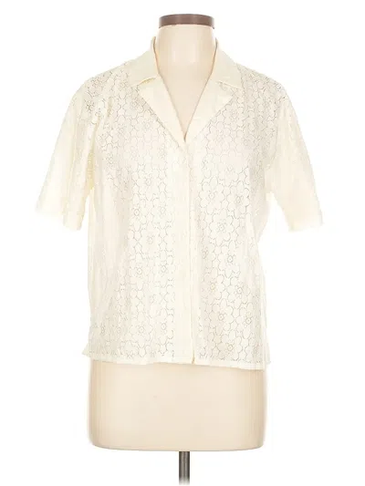 Pre-owned Hem & Thread Short Sleeve Blouse In White