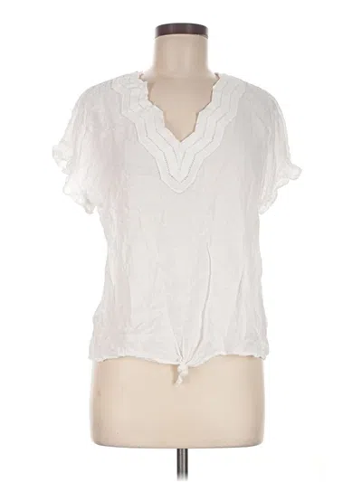 Pre-owned Hem & Thread Short Sleeve Blouse In White