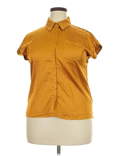Pre-owned Hem & Thread Short Sleeve Button Down Shirt In Gold