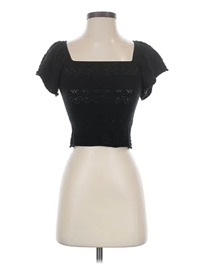 Pre-owned Hem & Thread Short Sleeve Top Black Sweetheart Neckline Tops