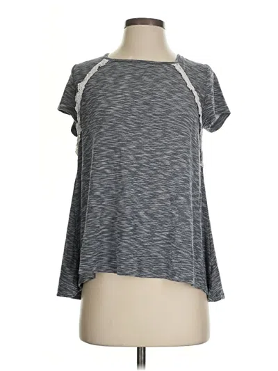 Pre-owned Hem & Thread Short Sleeve Top Gray Cold Shoulder Neckline Tops