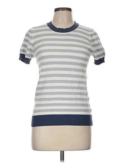 Pre-owned Hem & Thread Short Sleeve Top Gray Mock Neckline Tops