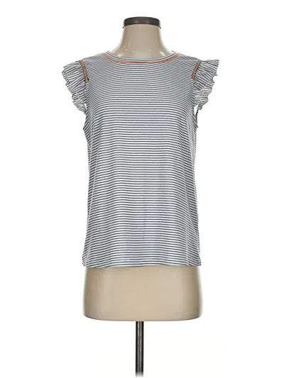 Pre-owned Hem & Thread Short Sleeve Top Gray Ruffles Neckline Tops