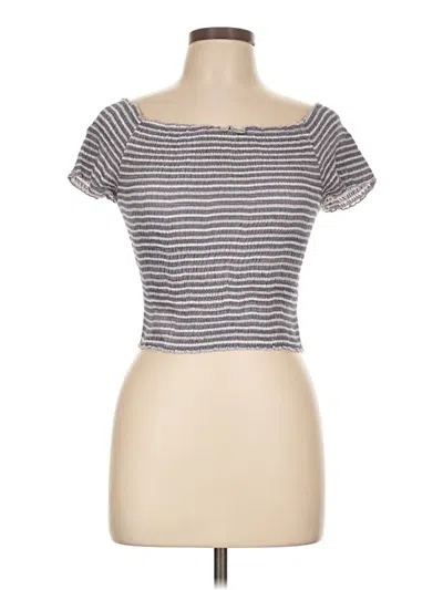 Pre-owned Hem & Thread Short Sleeve Top Gray Sweetheart Neckline Tops