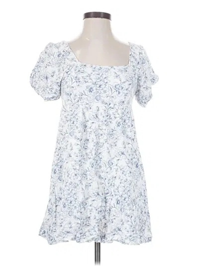 Pre-owned Hem & Thread Short Sleeve Top White Square Neckline Tops