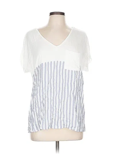 Pre-owned Hem & Thread Short Sleeve Top White V Neck Tops