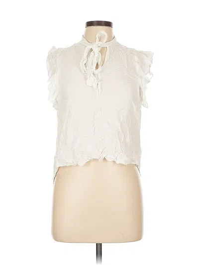 Pre-owned Hem & Thread Sleeveless Blouse In White