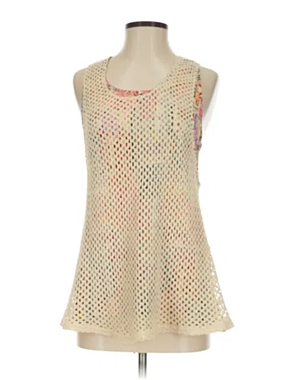 Pre-owned Hem & Thread Sleeveless Top Ivory Square Neckline Tops In White