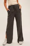 Hem & Thread Snow Washed Elastic Sweatpants In Black In Black