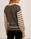 Hem & Thread Striped Short Sweater In Mauve/brown In Multi