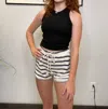 Hem & Thread Striped Shorts In Charcoal In Pink